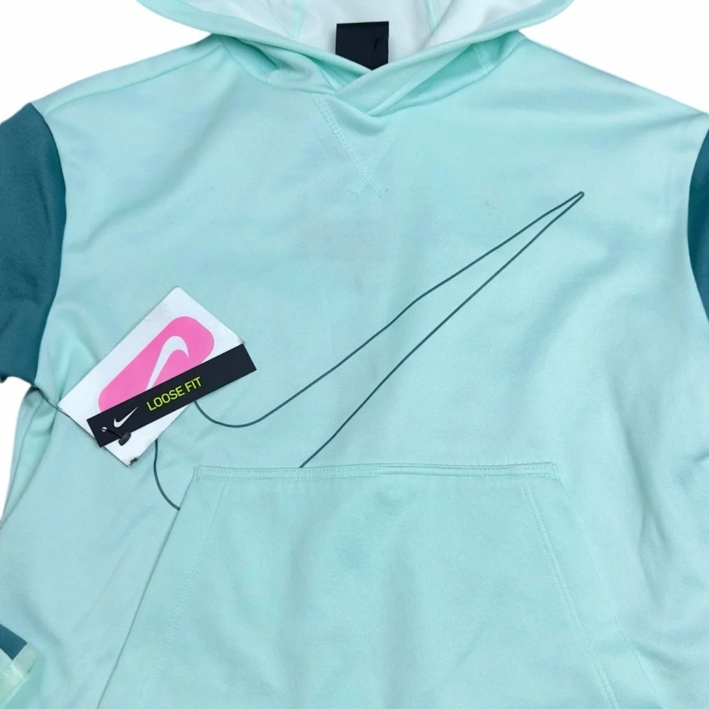 New Nike Aqua and Teal Loose-Fit Hoodie